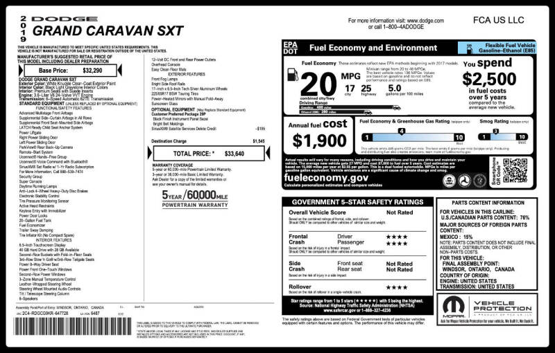 2019 Dodge Grand Caravan SXT