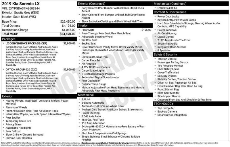 2019 Kia Sorento LX