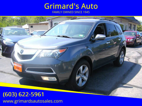 2012 Acura MDX for sale at Grimard's Auto in Hooksett NH