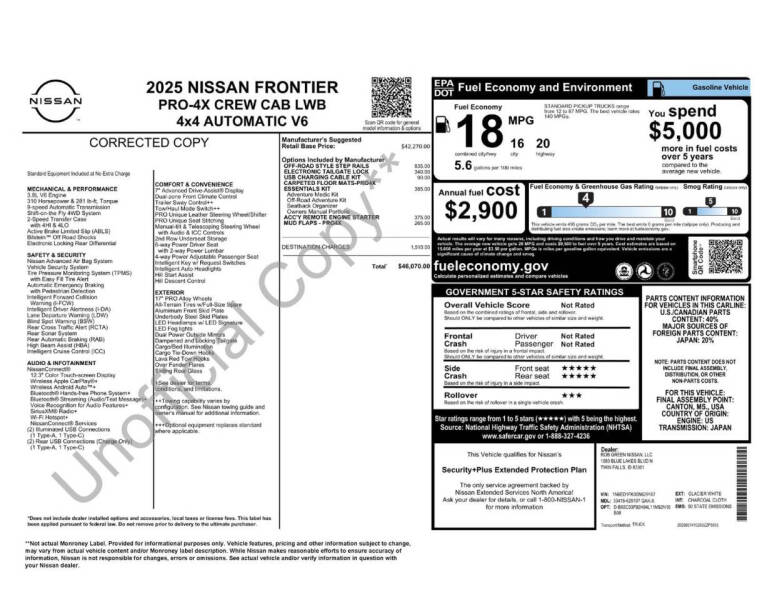 2025 Nissan Frontier