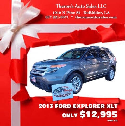 2013 Ford Explorer for sale at Theron's Auto Sales, LLC in Deridder, LA