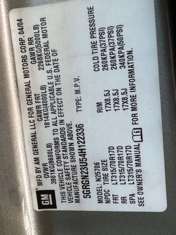 2004 HUMMER H2