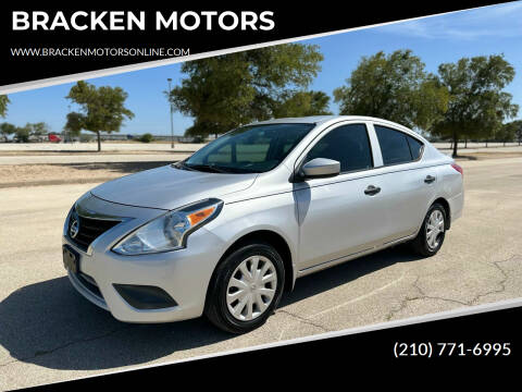 2017 Nissan Versa for sale at BRACKEN MOTORS in San Antonio TX