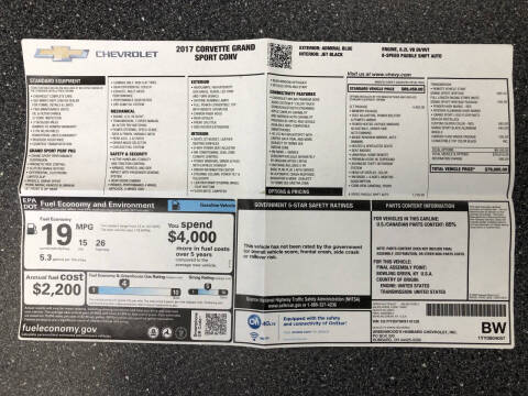 2017 Chevrolet Corvette Grand Sport