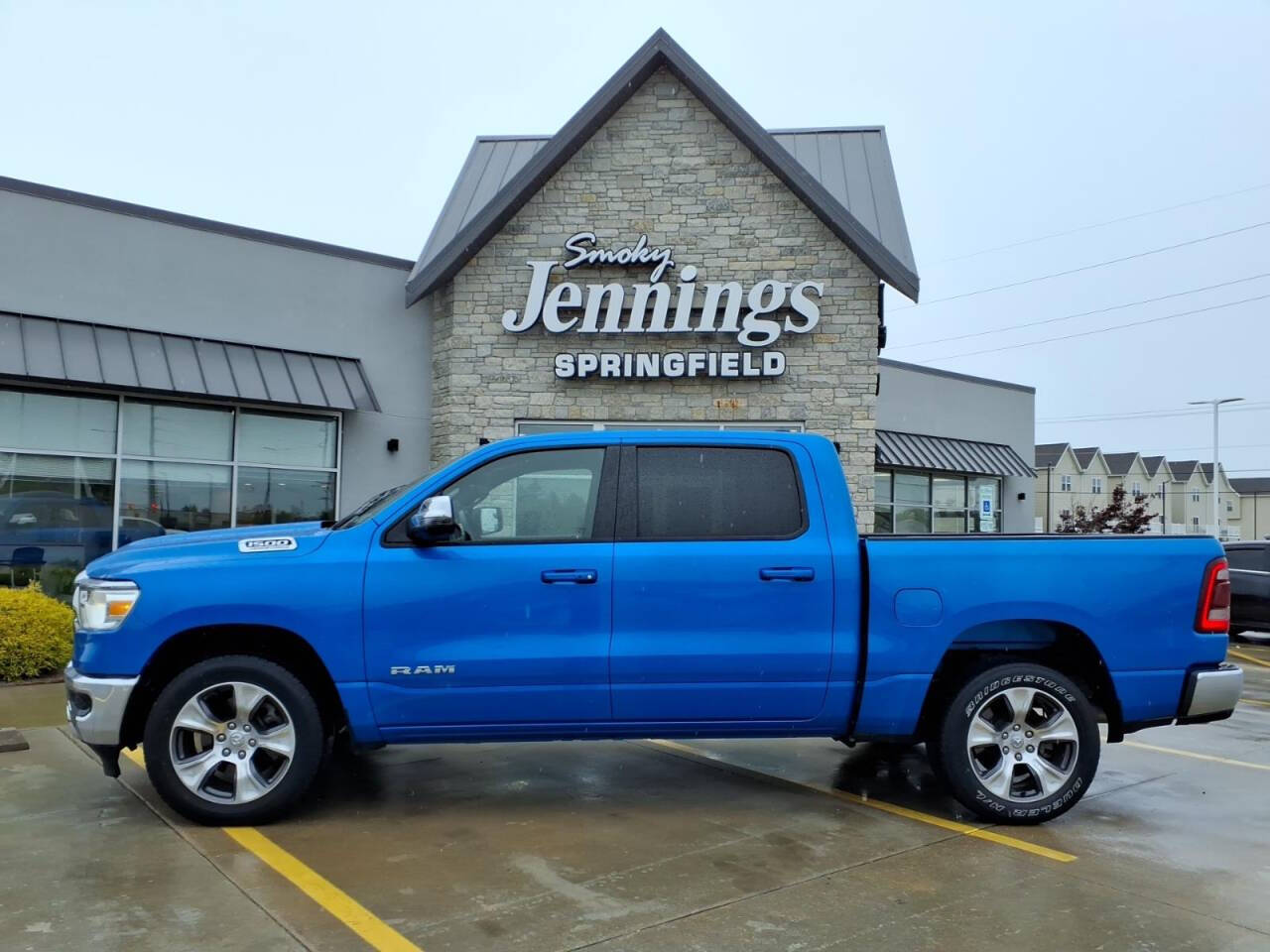 Blue Pearl 2024 RAM 1500 Laramie Crew Cab 4WD Pickup Truck Four-Wheel Drive 8-Speed Automatic