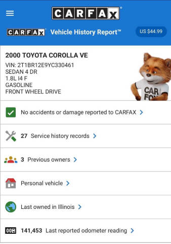 2000 Toyota Corolla VE