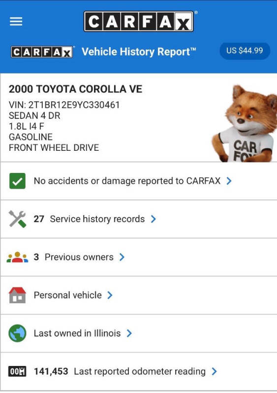 2000 Toyota Corolla VE