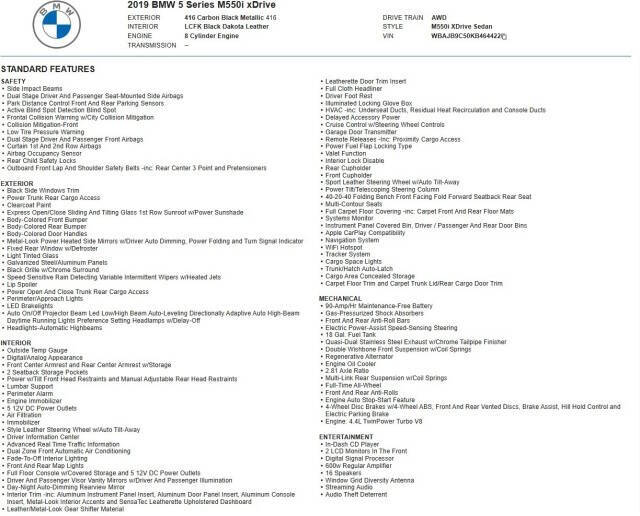 2019 BMW 5 Series M550i xDrive