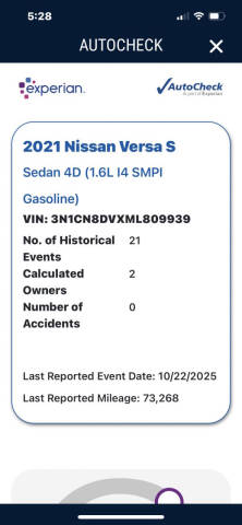 2021 Nissan Versa S