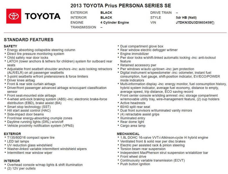 2013 Toyota Prius Three