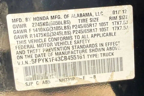 2012 Honda Ridgeline RTS