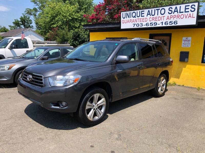 2008 Toyota Highlander for sale at Unique Auto Sales in Marshall VA