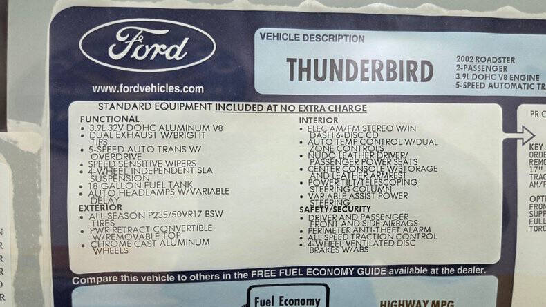 2002 Ford Thunderbird Deluxe