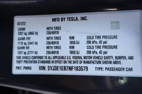 2022 Tesla Model 3 Long Range