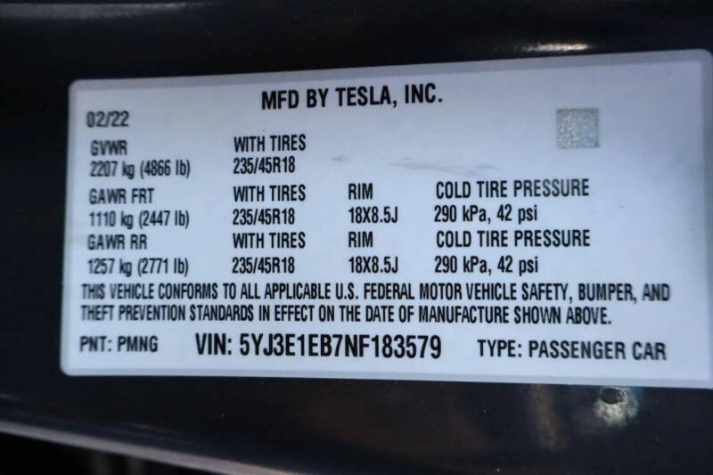 2022 Tesla Model 3 Long Range