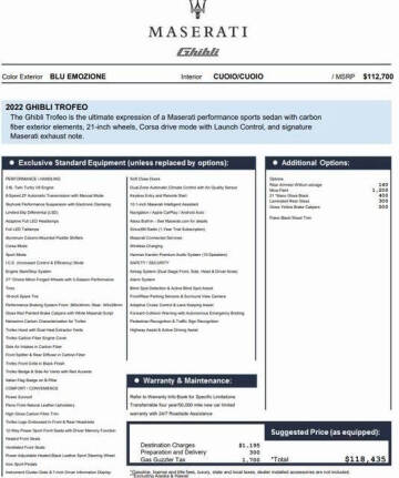2022 Maserati Ghibli Trofeo
