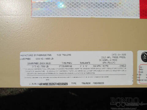 2026 Rice Trailers Equipment FMEHR8220