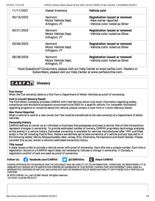 1990 Lincoln Mark VII Bill Blass