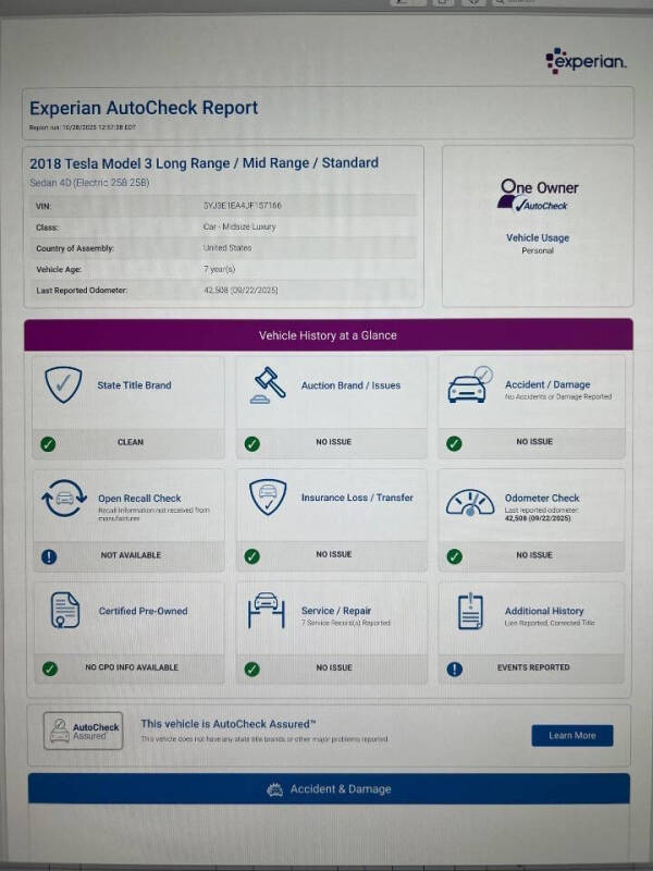 2018 Tesla Model 3 Mid Range