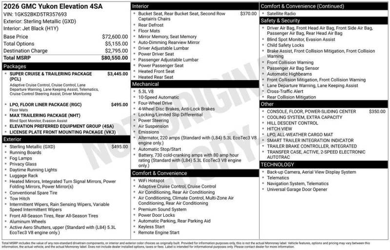 2026 GMC Yukon Elevation