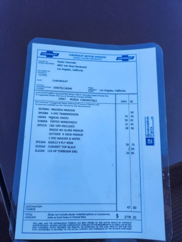 1965 Chevrolet Corvair Monza