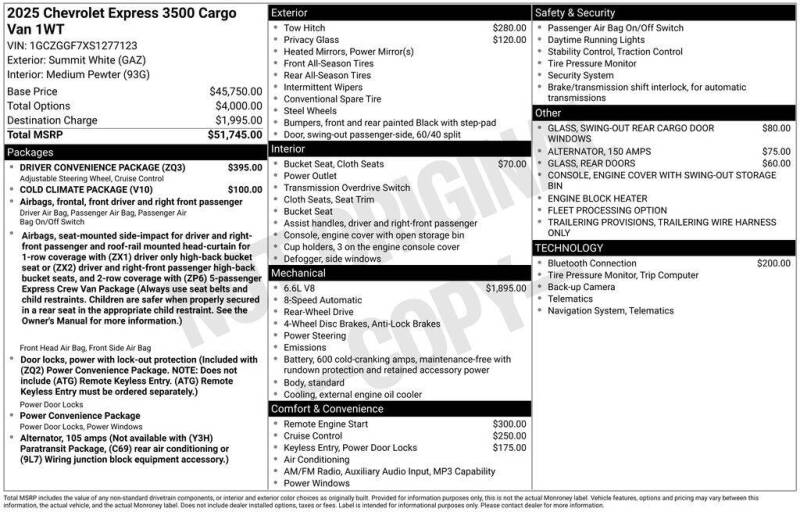 2025 Chevrolet Express 3500
