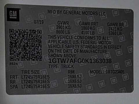 2019 GMC Savana 2500