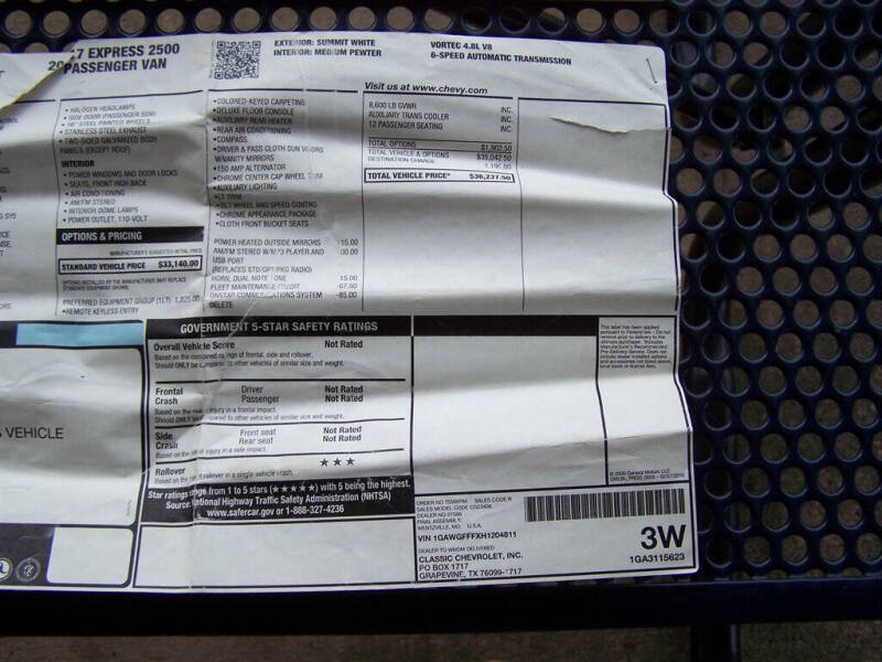 2017 Chevrolet Express LT 2500