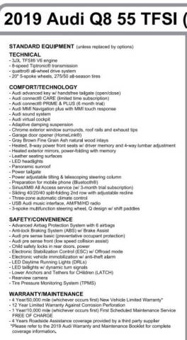 2019 Audi Q8 quattro Prestige 55 TFSI