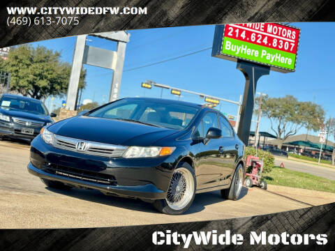 2012 Honda Civic for sale at CityWide Motors in Garland TX