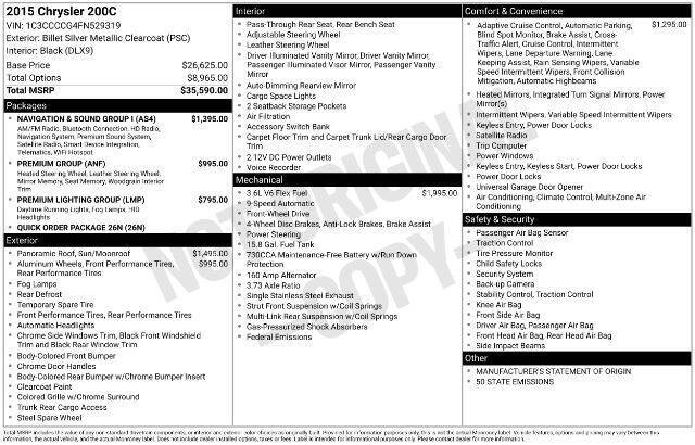 2015 Chrysler 200 C's photo