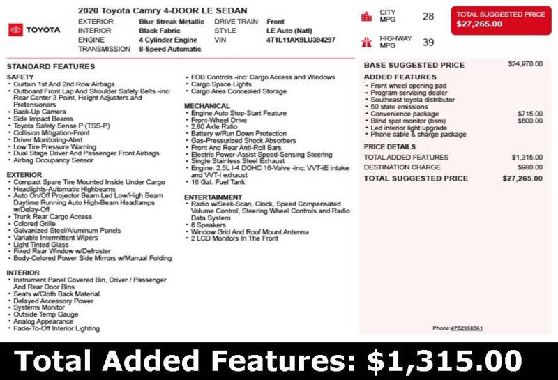 2020 Toyota Camry LE