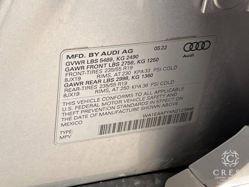 2022 Audi Q5 quattro S line Prem Plus 45 TFSI