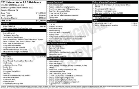 2011 Nissan Versa 1.8 S