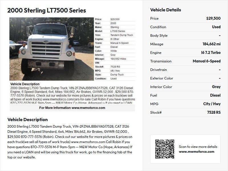 2000 Sterling LT7500 Series