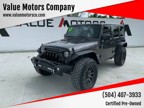 2017 Jeep Wrangler Unlimited for sale at Value Motors Company in Marrero LA