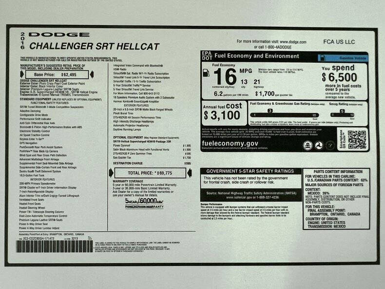 2016 Dodge Challenger SRT Hellcat