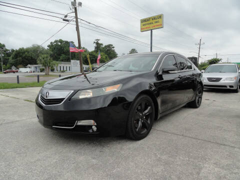 2012 Acura TL for sale at GREAT VALUE MOTORS in Jacksonville FL