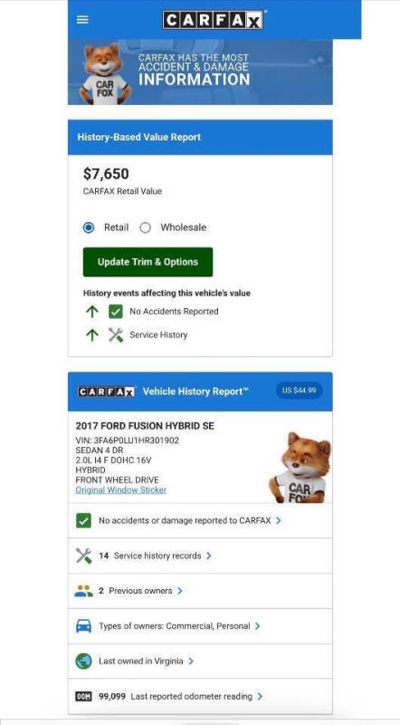 2017 Ford Fusion Hybrid SE