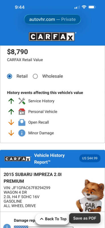 2015 Subaru Impreza 2.0i Premium