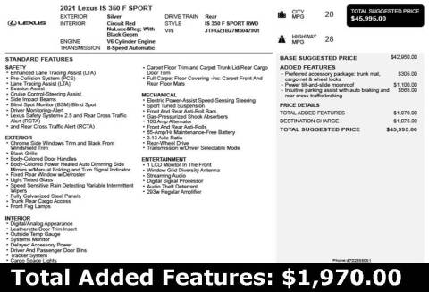 2021 Lexus IS 350 F SPORT