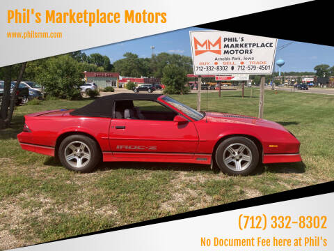 1989 Chevrolet Camaro for sale at Phil's Marketplace Motors in Arnolds Park IA