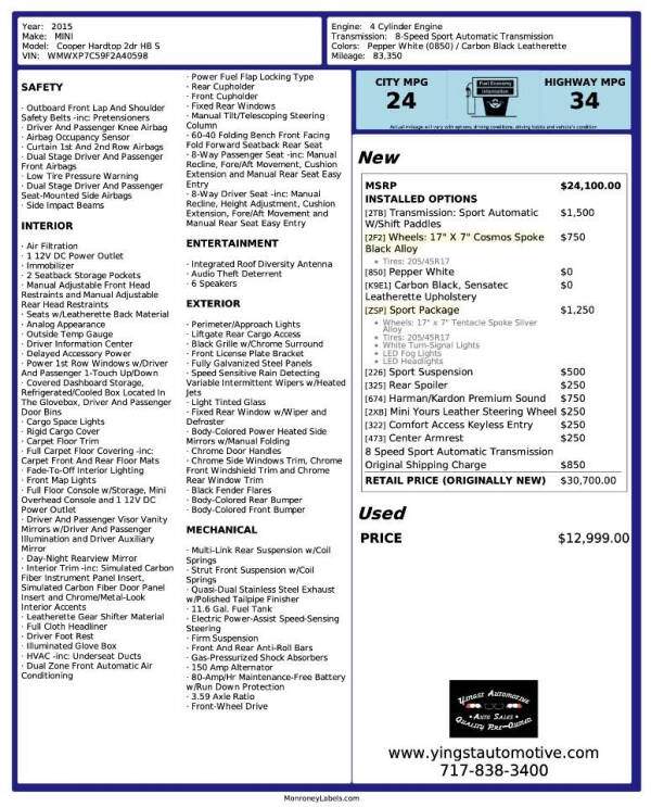 2015 MINI Hardtop 2 Door Cooper S