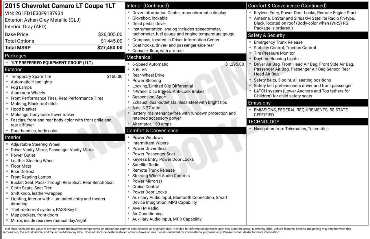 used 2015 Chevrolet Camaro car, priced at $17,999