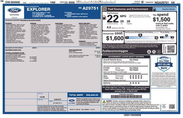 Gray 2022 Ford Explorer XLT AWD XLT 4dr SUV 43