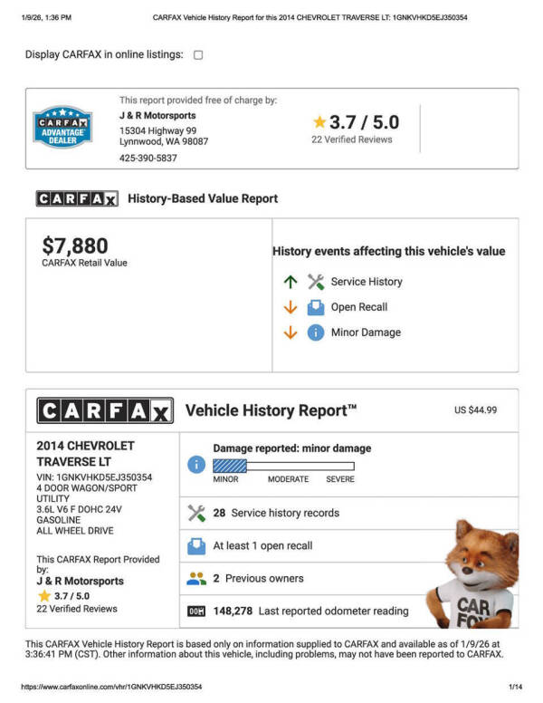 2014 Chevrolet Traverse LT