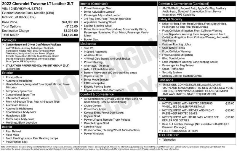 2022 Chevrolet Traverse LT Leather