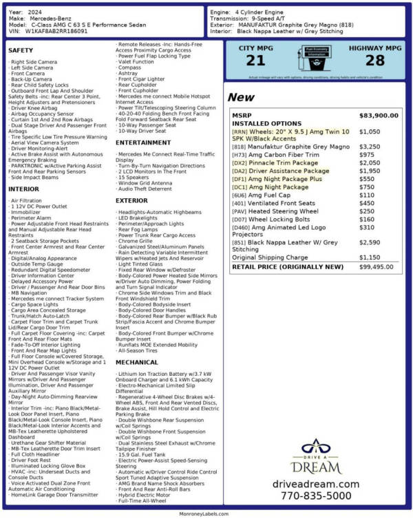 2024 Mercedes-Benz C-Class AMG C 63 S E Performance