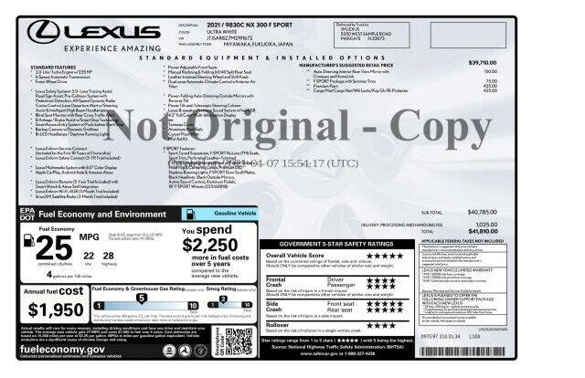 2021 Lexus NX 300 F SPORT