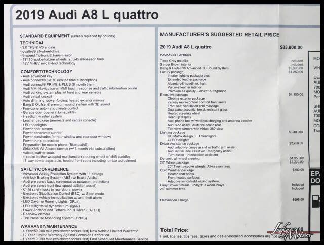 2019 Audi A8 L quattro 55 TFSI